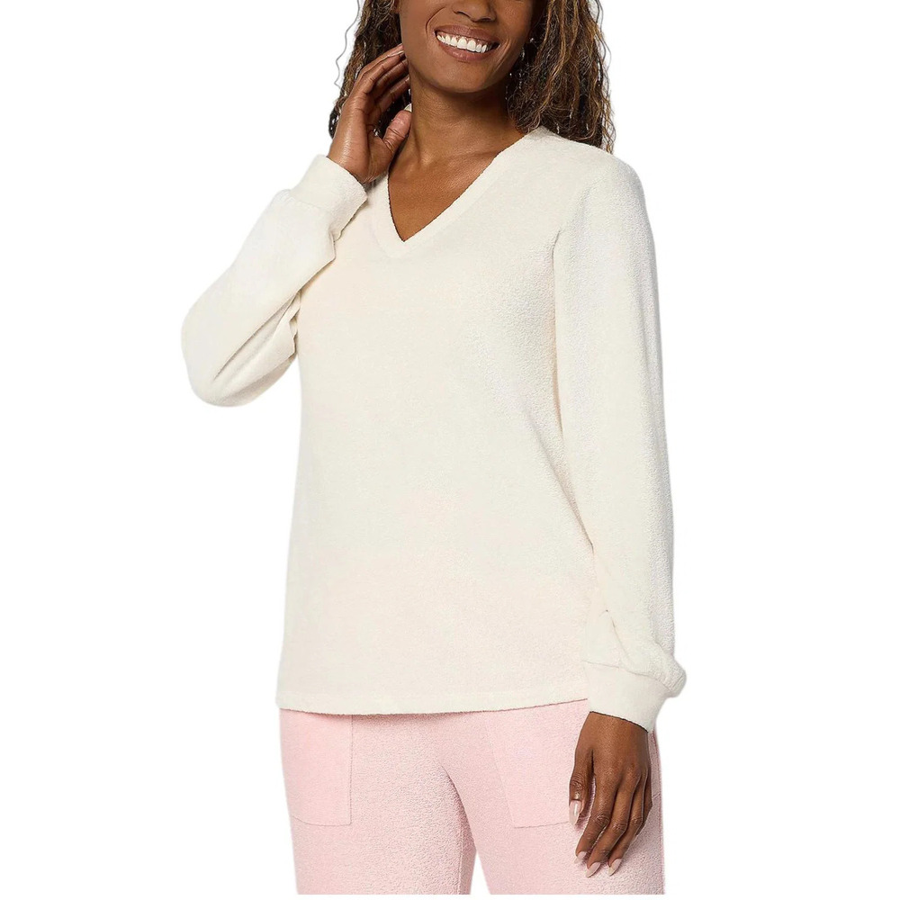 Modern Soul Women's Knit Fleece Top w/ Support Ivory - Regular